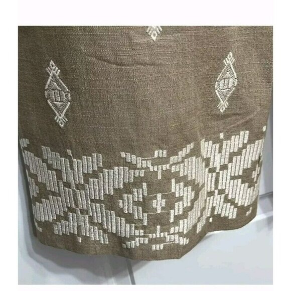 ZARA Linen Blend Embroidered Wide Leg Crop Pants Beige Blogger F 2731 047 - Picture 9 of 12